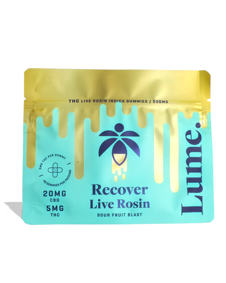 Live Rosin Recover - Sour Fruit Blast CBD THC Gummies 40x5mg
